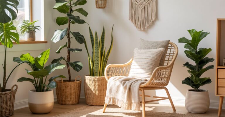 Boho Modern Corner Plant Make Stylish Space Transformation