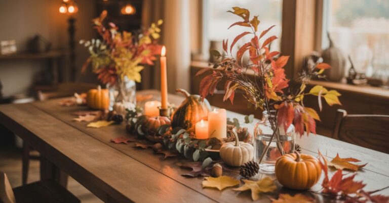 29+Fall Centerpiece Ideas with Leaves
