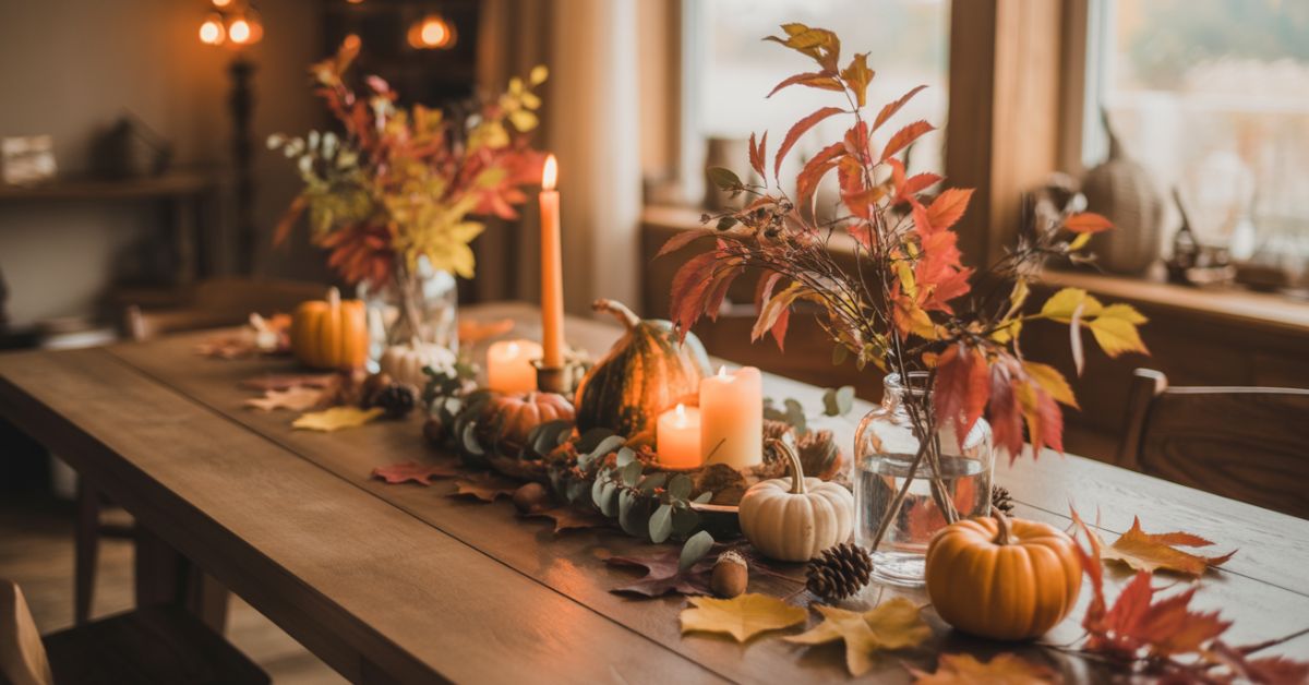 29+Fall Centerpiece Ideas with Leaves