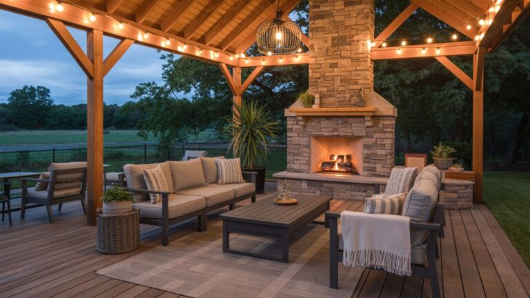 25+ Cozy Outdoor Covered Patio with Fireplace Ideas