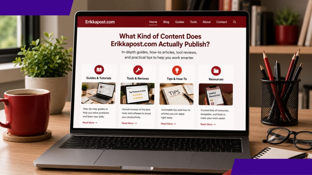 Erikkapost com: Complete Guide to Features, Content, and Platform Benefits (2026) 2 Content categories published on Erikkapost com, including technology, business, digital trends, online marketing, news updates, and informational articles.