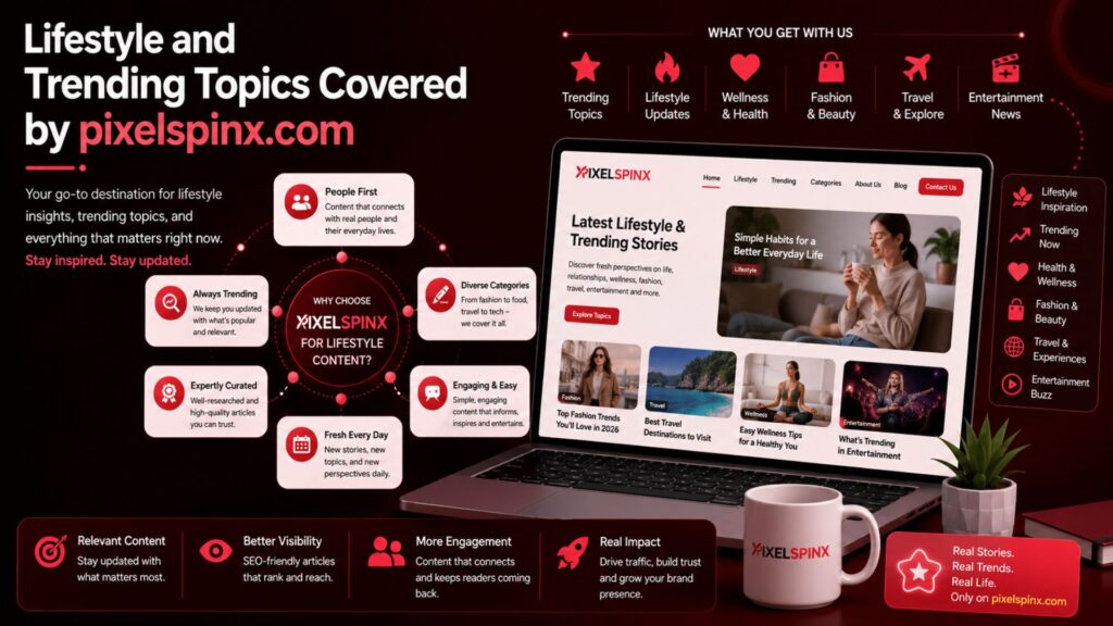 Pixelspinx com Explained: What It Is, How It Works, and Whether It's Safe 2 Lifestyle and trending topics featured on Pixelspinx com, including modern living, technology trends, entertainment news, wellness insights, and popular online discussions.
