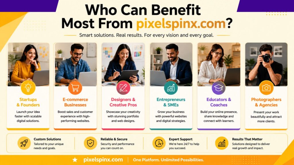 Pixelspinx com Explained: What It Is, How It Works, and Whether It's Safe 3 Who can benefit most from Pixelspinx com, highlighting bloggers, digital readers, technology enthusiasts, lifestyle followers, and users seeking trending online content.